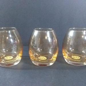 Lot Of 3 Joy 3 1/2" Amber Glass Candle Votives